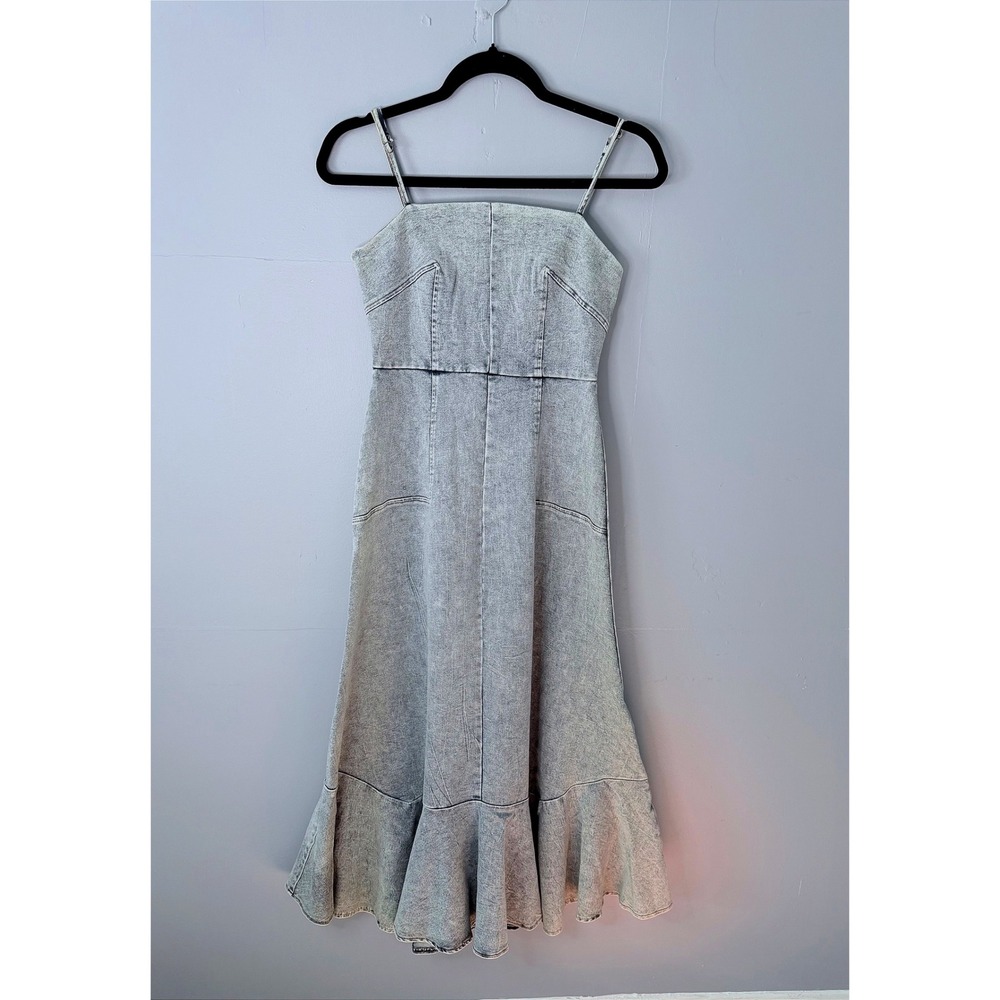 Mika & Gala Denim Maxi Dress NWT Size S Selfie Leslie Blue Jean Adjustable Strap - Picture 2 of 10